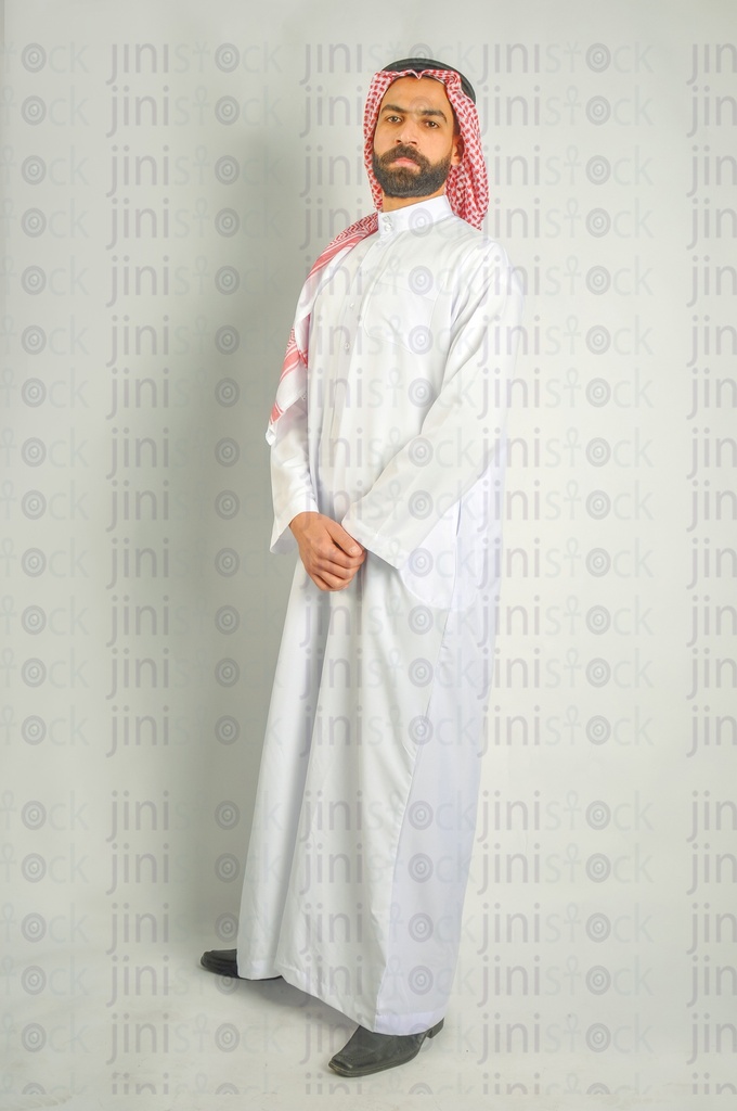 Confident Khaliji or Saudi or Emirati man or a man from Gulf wearing the Gulf uniform