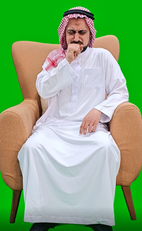 Khaliji saudi arab man from gulf coughing