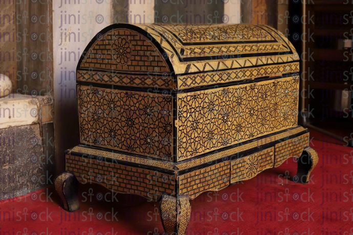 detailed wooden box - stock image