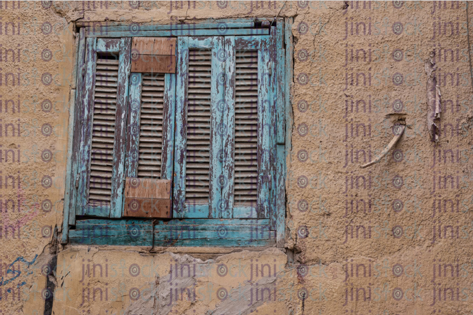 old window in rural area - stock image