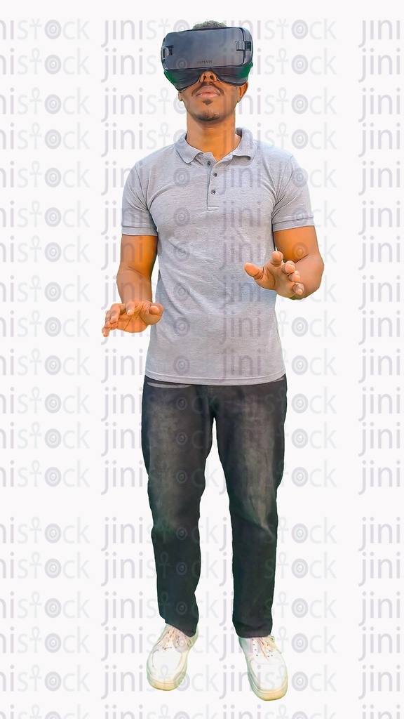 An Egyptian man wearing VR glasses