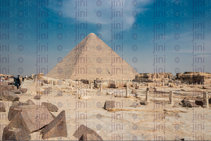 People visit the pyramids of Giza - stock image