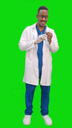 egyptian or sudanese doctor holding a syringe