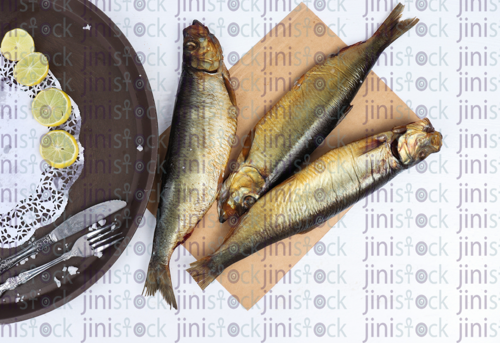 renga fish next to tray and lemone-stock image