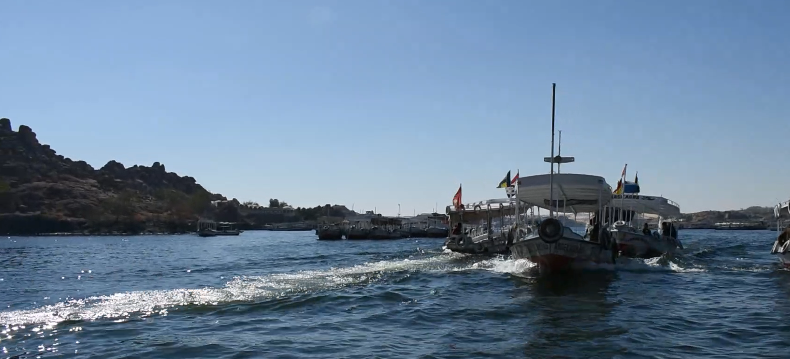 Nile boats are full of tourists in Nuba Aswan