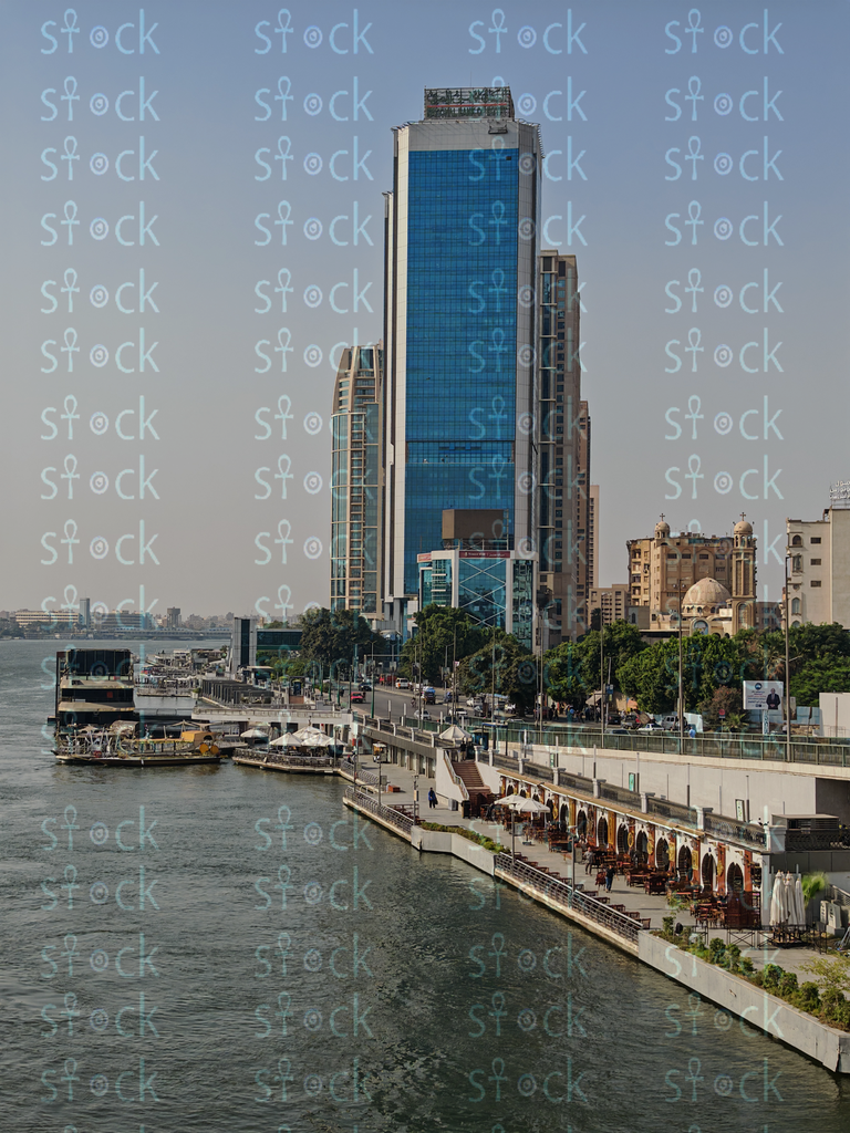Cafes on the walkway below the National Bank Tower