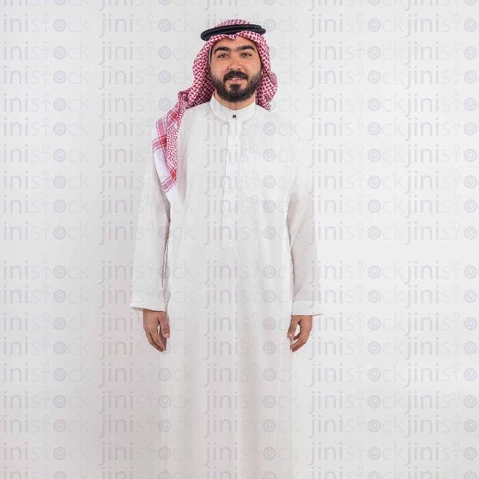 khaliji man standing stock image on isolatetd background