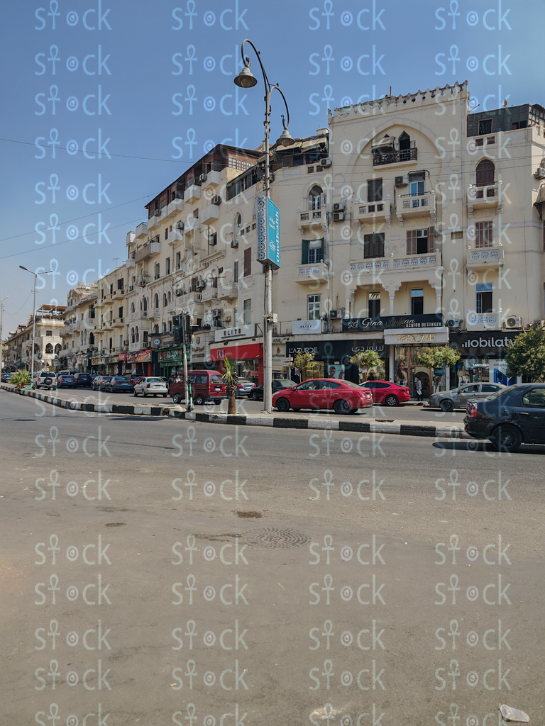 Wide road with heritage blocks