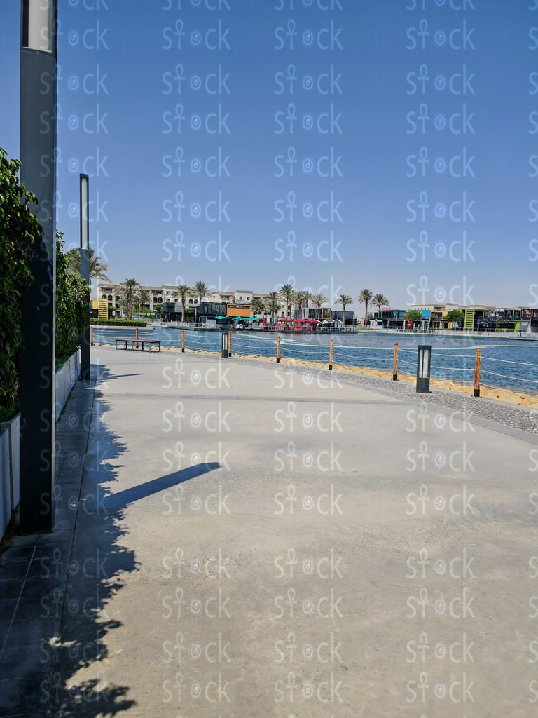 Lakeside path with short bollards