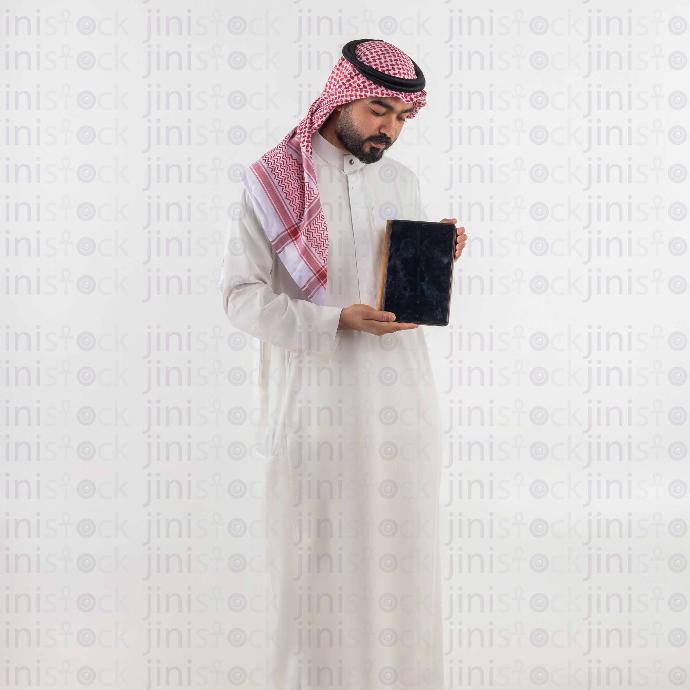 khaliji man tablet stock image