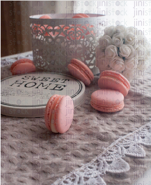 pink macarons - stock image