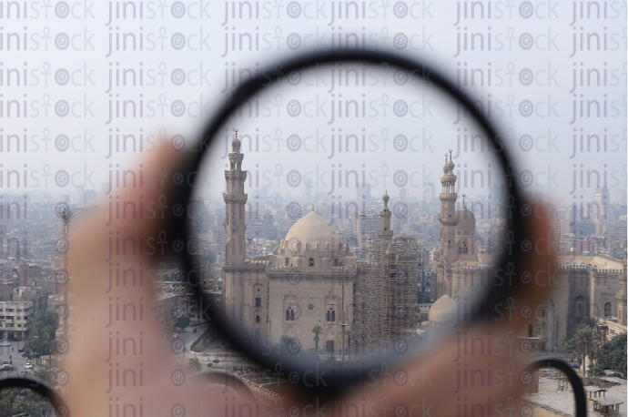 el refa3i mosque through lense - stock image