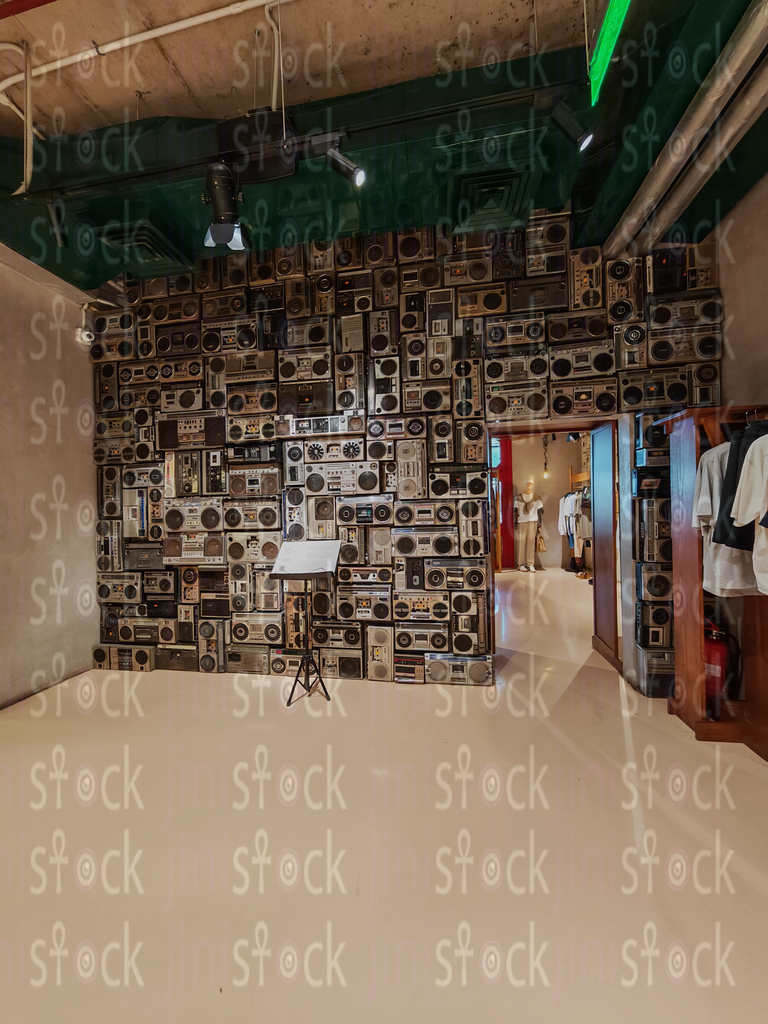  A walkway leading to the boombox wall