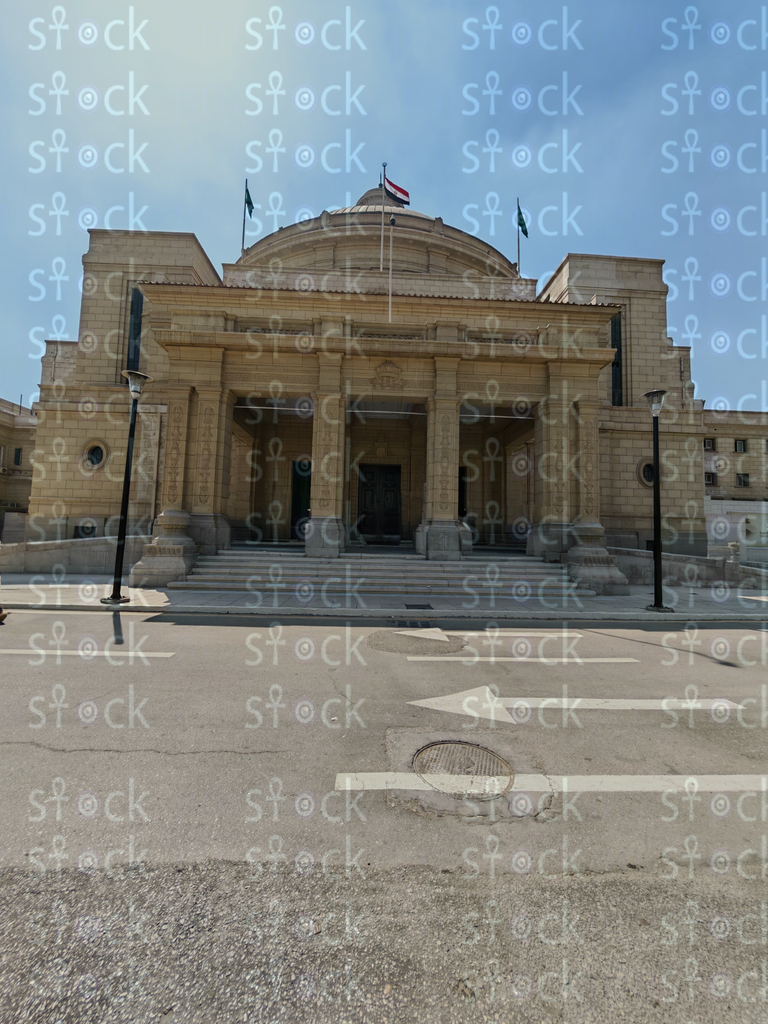 Front view of the main cairo university building facade