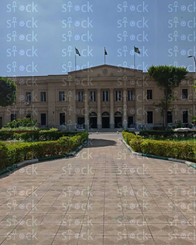 الساحة المؤدية لمبنى كلية الحقوق الرئيسي مزينه بالاشجار