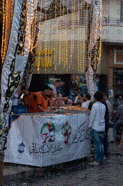 ramadan dessert shop in old cairo - stock image