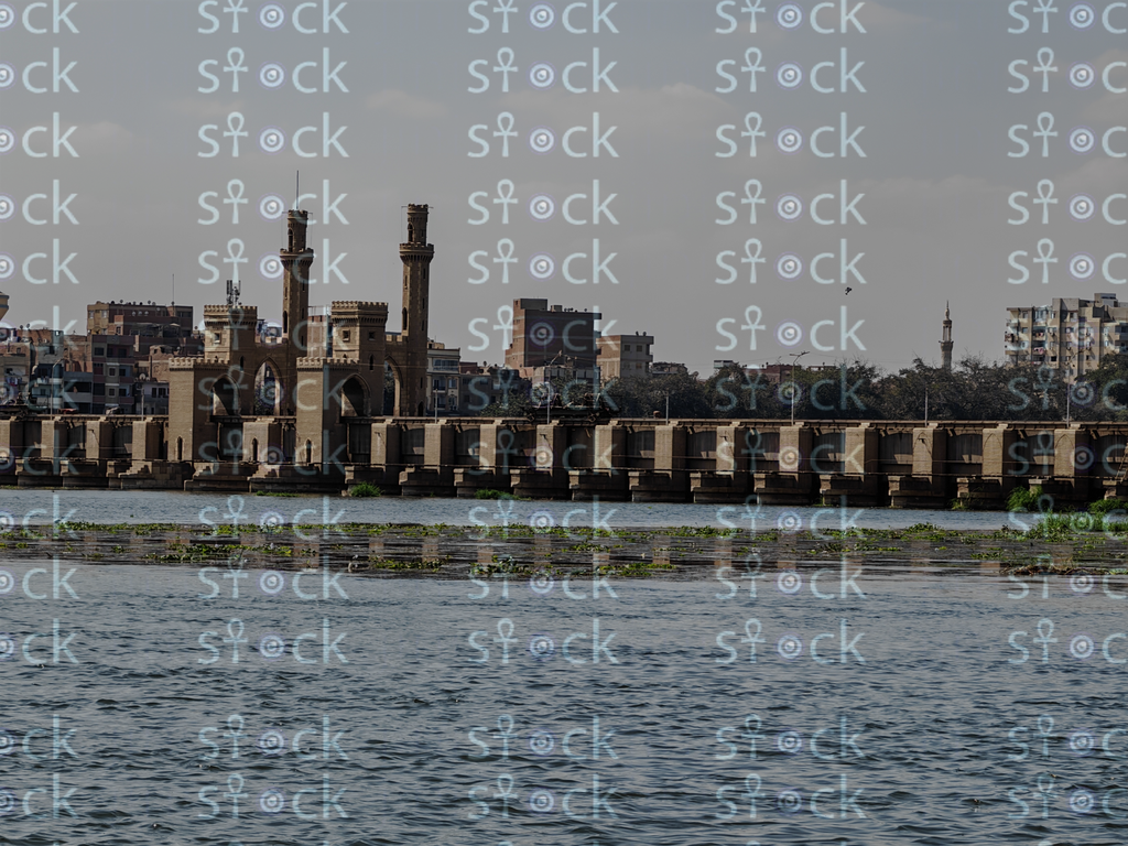 Anoramic view of the Nile River and the Farouk Barrage