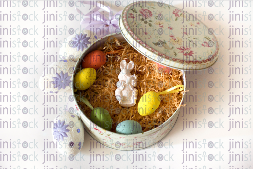 Easter eggs in a box-stock image