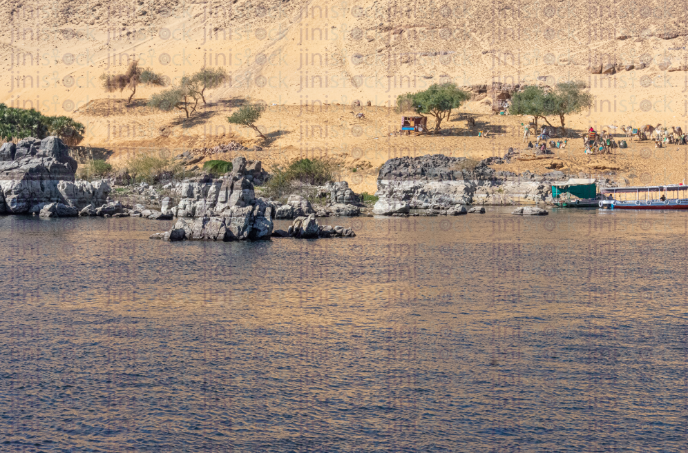 desert and rocky islands on the nile banks