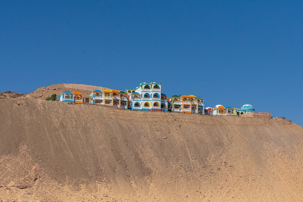 nubian houses  in the desert by the nile