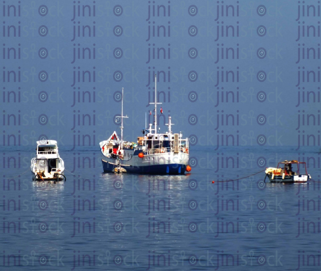 boats on sailing in the sea - stock image