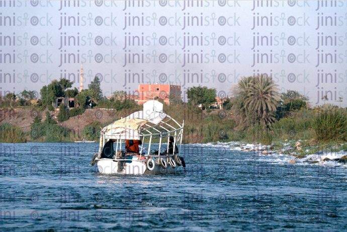 Boat in the Nile River in Al Qanater Al khiria in Qalyubia - stock image