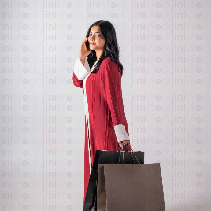 khaliji woman with red dress stock images