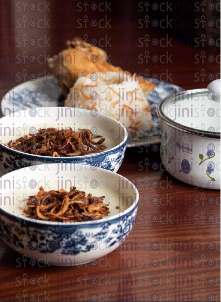 kashk in blue and white bowl - stock image