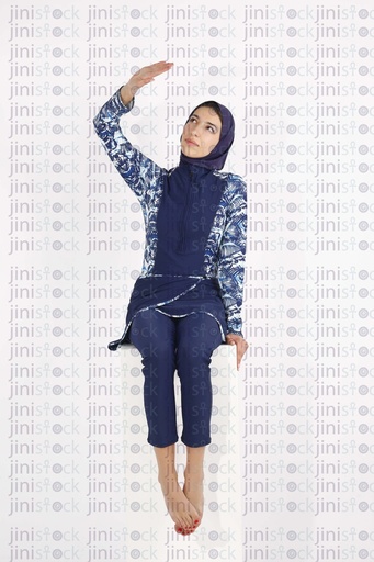 Isolated background model wearing a burkini stock image