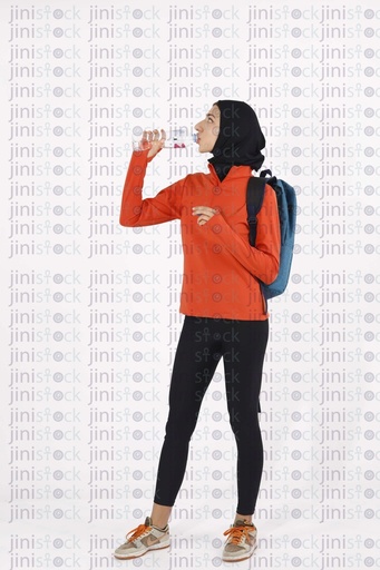 A veiled female model with sports suit stock image