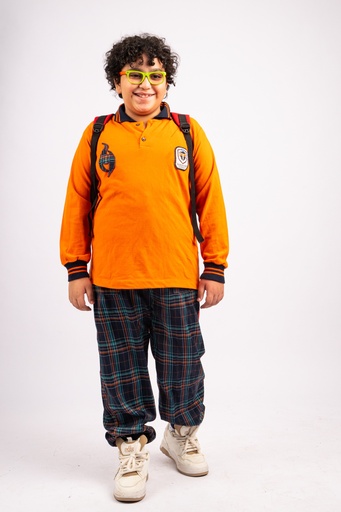 happy egyptian teen in school wear - stock image
