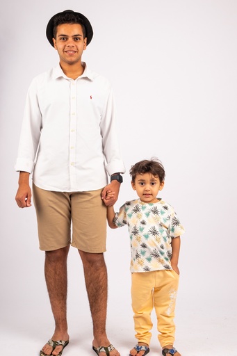 man holding his son_s hand - stock image