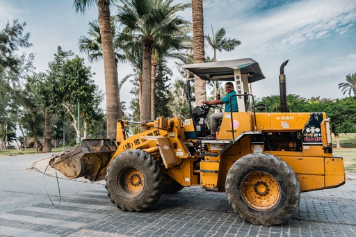 man working on a boldozer stock images