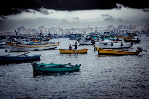 Boats in the Abu Qir area in Alexandria - stock image