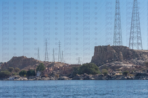 power  towers next to the nile