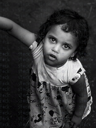 Little girl black and white stock image