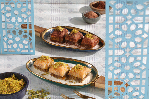 Baklava and ramadan desserts stock image