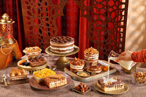 Oriental Ramadan deserts on a table stock image