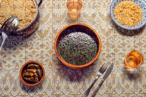 retouched picture for a top view Traditional Egyptian food table