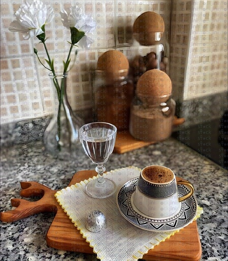 Turkish coffee on a beautiful kitchen counter