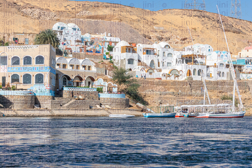 white nubian house on the nile banks