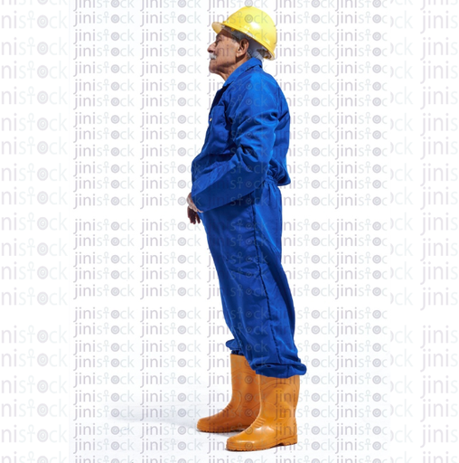 Old worker in a yellow hat ad blue suite