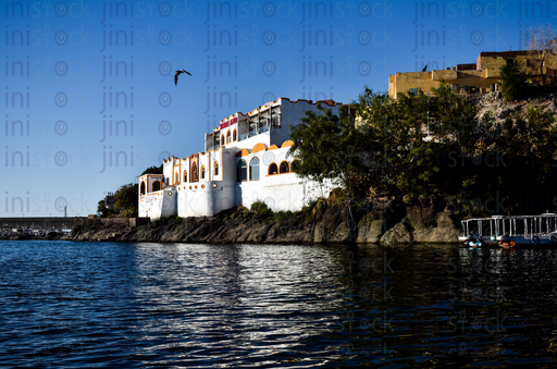 Nubian Village on the Nile stock image with high quality