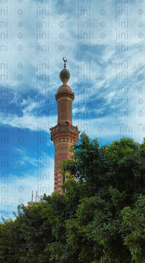 Old Mosque minaret stock image with high quality