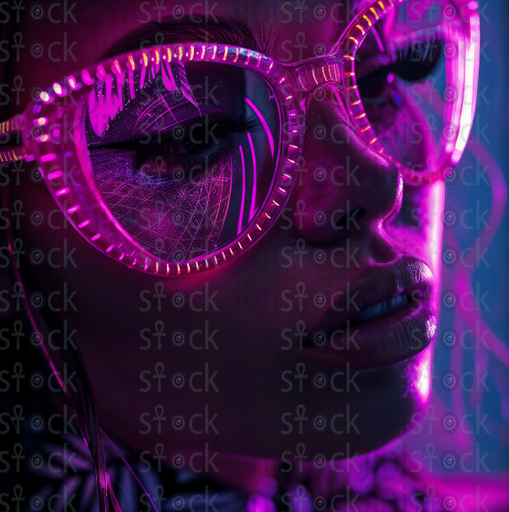 a woman with pink glasses - stock image