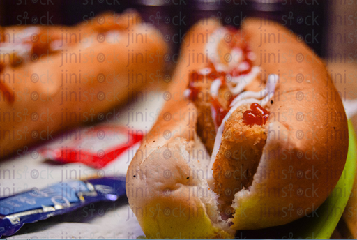 two fried chicken  sandwichs close up in the sandwich - stock image