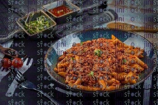 pasta with meat stock image