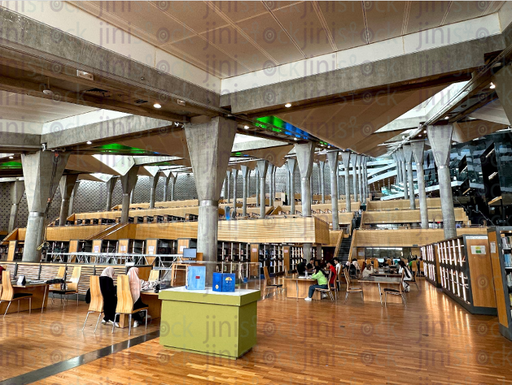 inside alexandria library - stock image