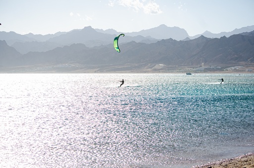 Kite surfer on the sea.