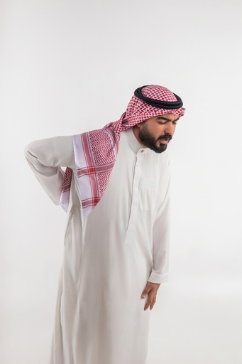 a khaliji man with back pain